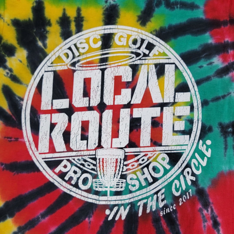 Local Route In The Circle Cotton T-Shirt Distressed  Design -Rasta Web