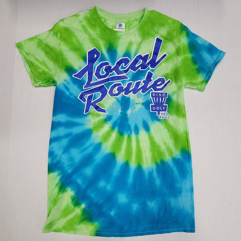 Local Route Team Logo Cotton T-Shirt Distressed Design - Tie Dye