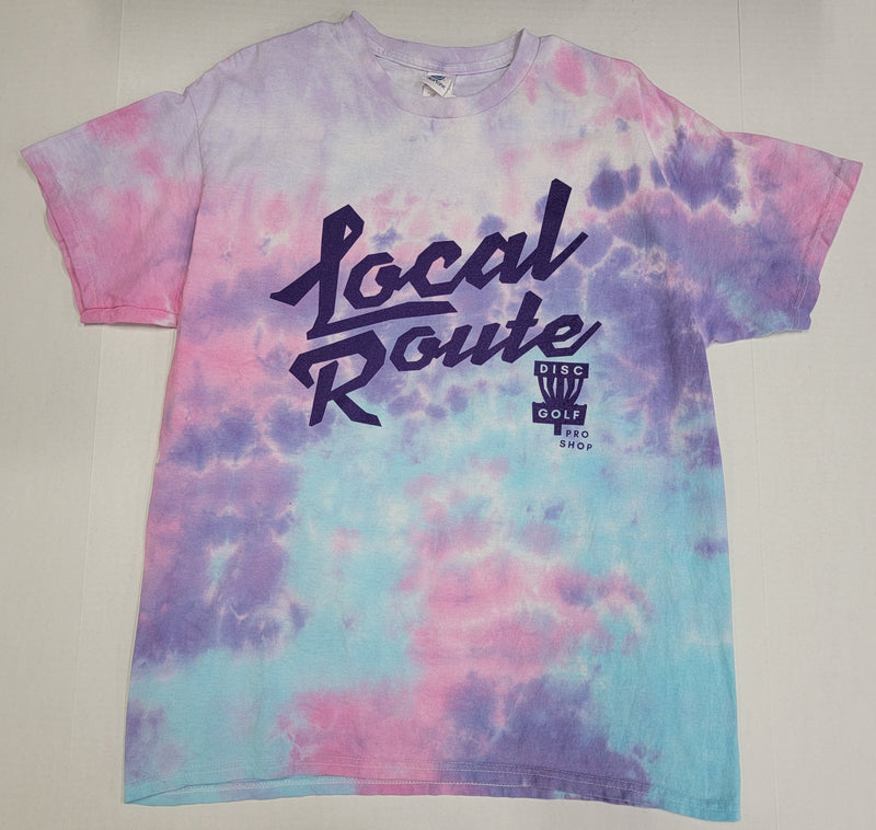 Local Route Team Logo Cotton T-Shirt Distressed Design - Tie Dye