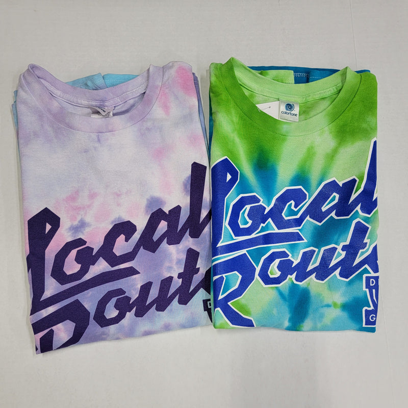 Local Route Team Logo Cotton T-Shirt Distressed Design - Tie Dye