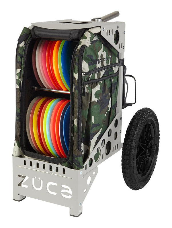 Zuca Gray All Terrain Disc Golf Cart - Woodland Camo All Terrain Insert Bag