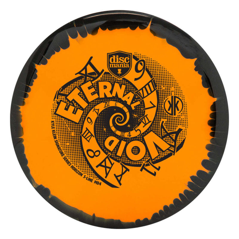 Discmania Horizon S-Line MD4 midrange disc, Kyle Klein 2024 Signature Series "Eternal Void" stamp, orange disc with black rim