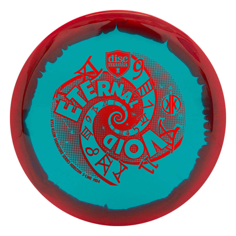 Discmania Horizon S-Line MD4 midrange disc, Kyle Klein 2024 Signature Series "Eternal Void" stamp, turquoise disc with red rim