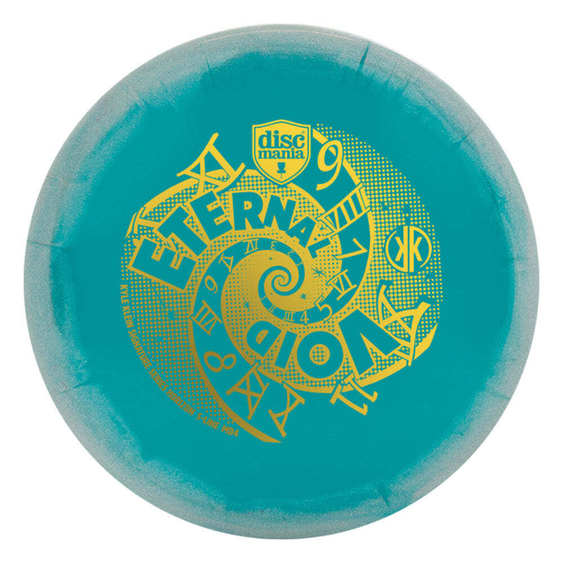 Discmania Horizon S-Line MD4 midrange disc, Kyle Klein 2024 Signature Series "Eternal Void" stamp, turquoise disc with silver rim