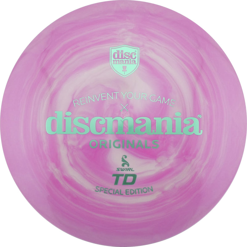 Discmania Swirl S-Line TD driver disc, Discmania Originals Stamp stamp, dark pink disc