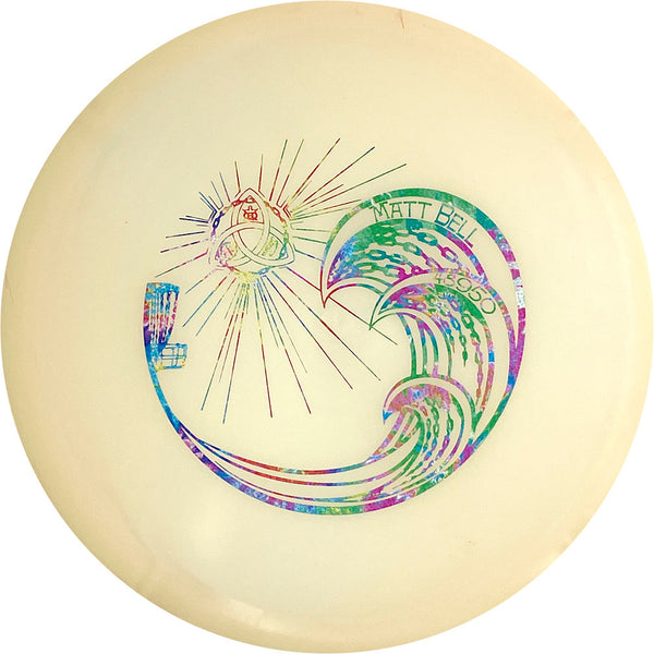 Dynamic Discs Lucid EMAC Truth midrange disc, Matt Bell Trilogy Tour Stamp Chain Waves stamp, white disc