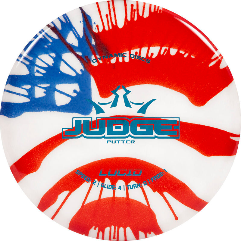 Dynamic Discs Lucid Judge putt & approach disc, MyDye American Flag stamp, tie dye disc