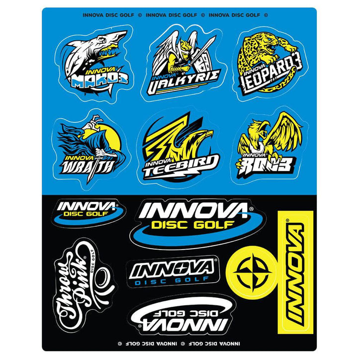 Innova Disc Golf Sticker Sheet (Blue & Black)