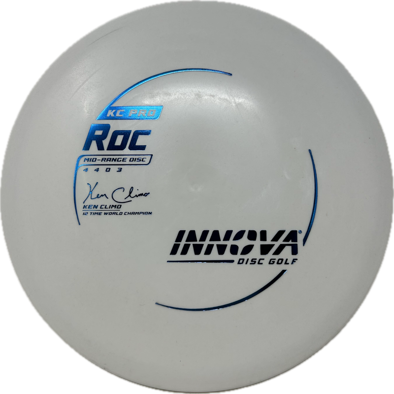 Innova KC Pro Roc midrange disc, Ken Climo 12x Signature Series stamp, white disc