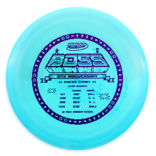 Innova Star Boss driver disc, 10 Year Anniversary stamp, light blue disc