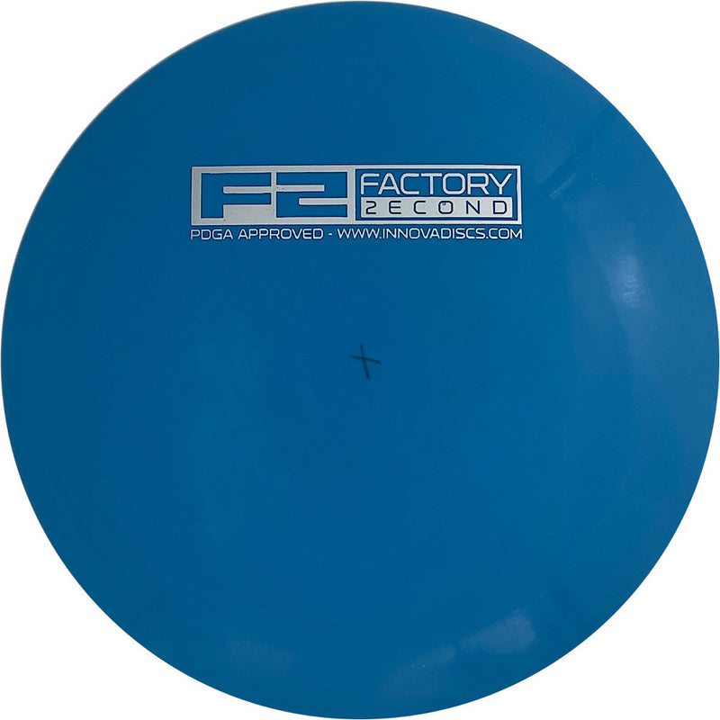 Innova Star Corvette driver disc, F2 Factory Second Bar Stamp stamp, blue disc