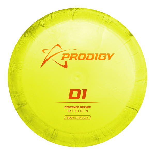 Prodigy 500 Ultra Soft D1 driver disc, yellow disc