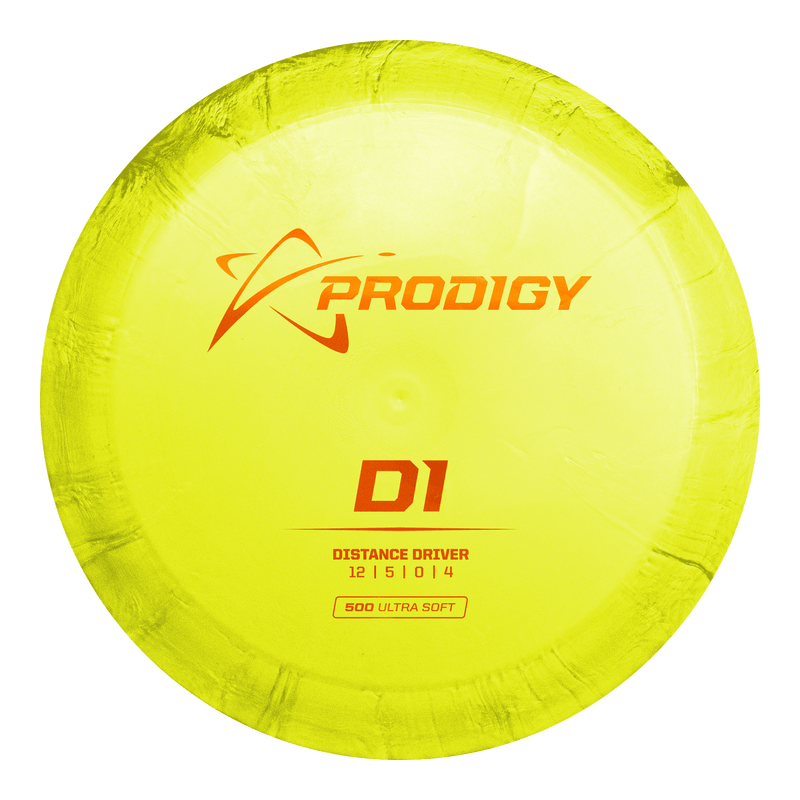 Prodigy 500 Ultra Soft D1 driver disc, yellow disc