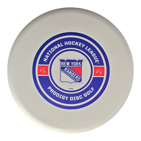 Prodigy ACE Line BaseGrip P Model S putt & approach disc, NHL Team Crest Collection "New York Rangers" stamp, white disc