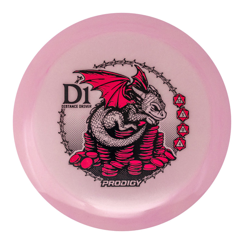 Prodigy AIR Glow D1 driver disc, Dragon's Hoard stamp, pink disc