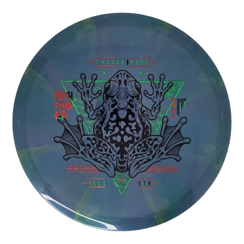 Thought Space Athletics Nebula Ethereal Pathfinder midrange disc, Frog stamp, dark blue and teal disc